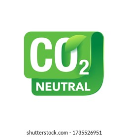 CO2 neutral emblem - carbon emissions free industrial production eco-friendly isolated stamp