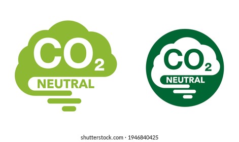 CO2 neutral emblem with cloud, net zero carbon footprint - carbon emissions free no air atmosphere pollution industrial production eco-friendly isolated sign in creative decoration