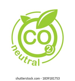 CO2 neutral flat stamp - carbon emissions free (no air pollution) industrial production eco-friendly isolated sign