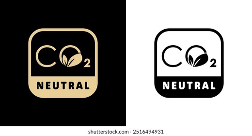 CO2 Neutro - selo de vetor dourado para rotulagem.