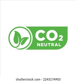CO2 neutral green rough textured stamp - carbon emissions free (no air atmosphere pollution) industrial production eco-friendly isolated sign