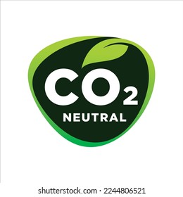 CO2 neutral green rough textured stamp - carbon emissions free (no air atmosphere pollution) industrial production eco-friendly isolated sign