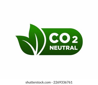 CO2 neutral green rough textured stamp - carbon emissions free (no air atmosphere pollution) industrial production eco-friendly isolated sign