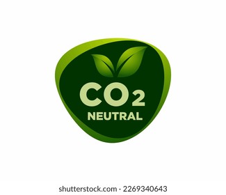 CO2 neutral green rough textured stamp - carbon emissions free (no air atmosphere pollution) industrial production eco-friendly isolated sign, CO2 Label