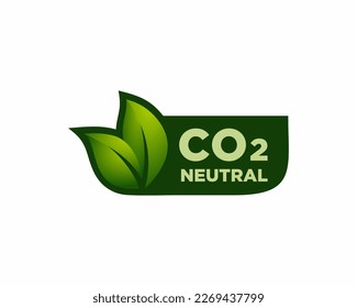 Sello de textura verde neutro de CO2 - señal aislada ecológica de producción industrial libre de emisiones de carbono (sin contaminación atmosférica)