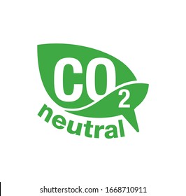 CO2 neutral green stamp - carbon emissions free (no air atmosphere pollution) industrial production eco-friendly isolated sign in creative decoration