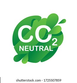 CO2 neutral green stamp (net zero carbon footprint) - no air atmosphere pollution - industrial production eco-friendly isolated sign in creative eco-friendly decoration