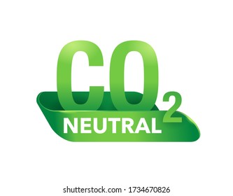 Sello verde neutro de CO2 (huella neta cero de carbono) - sin contaminación atmosférica - producción industrial señal aislada eco-amigable de la producción industrial en la decoración creativa moderna