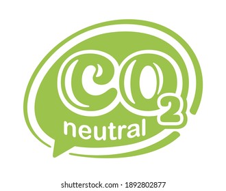 CO2 neutral green stamp. Net zero carbon footprint in bubble shape - carbon emissions free no air atmosphere pollution industrial production eco-friendly isolated sign in creative decoration