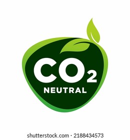 Sello verde neutro de CO2 (huella neta cero de carbono) - emisiones de carbono libres (no contaminación atmosférica) producción industrial señal aislada y respetuosa con el medio ambiente en la decoración creativa