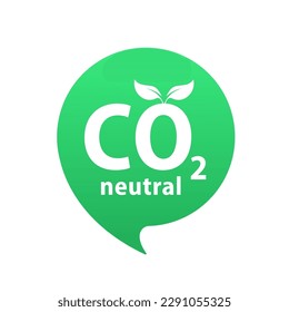 CO2 neutral green stamp (net zero carbon footprint) - carbon emissions free (no air atmosphere pollution) industrial production eco-friendly. CO2 neutral labels. Vector illustration
