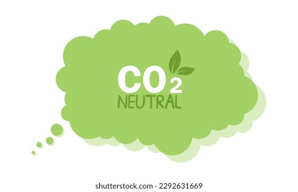 CO2 neutral green stamp (net zero carbon footprint) - no carbon emissions (no air pollution) industrial production environmentally friendly isolated sign