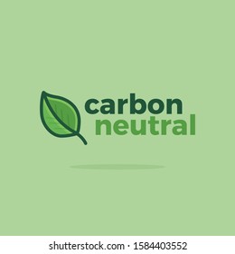 CO2 Neutral Green Vector Icon Illustration. Carbon Neutral Logo with Green Natural LeafCO2 Neutral Green Vector Icon Illustration. CO2 Neutral Logo with Green Natural Leaf