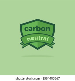 CO2 Neutral Green Vector Icon Illustration. Carbon Neutral Logo with Green Banner