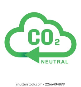 CO2 neutral green CO2 neutral, Zero carbon emission. zero footprint, net zero tax credit. Green cloud shape ecology environment stamp - carbon emissions free, no air atmosphere pollution, eco-friendly