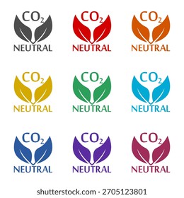 CO2 neutral icon isolated on white background. Set icons colorful
