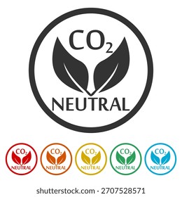 CO2-neutrales Symbol. Symbole in Farbkreis-Schaltflächen festlegen