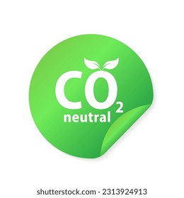 CO2 neutral labels. Zero carbon footprint, eco-friendly production. Co2 Emblem - carbon emissions free industrial production. Vector illustration