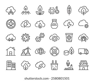 CO2 neutral line art 50 icon set design (2)