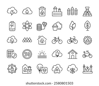 CO2 neutral line art 50 icon set design (1)