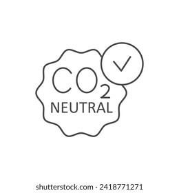 CO2 neutral line sticker vector icon 