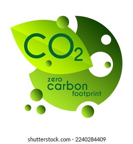 CO2 neutral logo. Carbon emissions free. Net zero carbon footprint - carbon emissions free. Production eco-friendly. Green label. Vector.