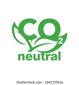 CO2 neutral stamp - carbon emissions free (no air atmosphere pollution) industrial production eco-friendly isolated sign