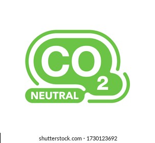 Sello neutro de CO2 - señal aislada ecológica de producción industrial libre de emisiones de carbono (sin contaminación atmosférica) en marco creativo