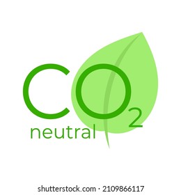 CO2 neutral stamp - carbon emissions free. Vector eco-friendly label, isolated sign with leaf