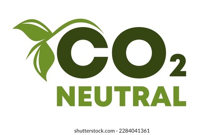 CO2 neutral vector, green stamp.Sustainable Atmosphere sign, Zero Carbon Emissions and Eco-Friendly Industrial Production.