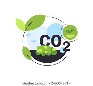 CO2 neutral,carbon offset,green energy,flat design icon vector illustration