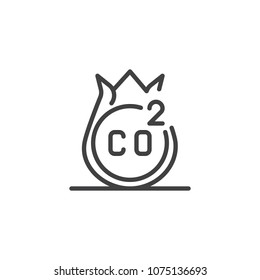 CO2 outline icon. linear style sign for mobile concept and web design. Air emissions line vector icon. Symbol, logo illustration. Pixel perfect vector graphics