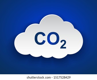 CO2 paper cloud icon, smoke pollutant damage, smog pollution concept, environmental pollution, emissions, carbon dioxide formula symbol - stock vector