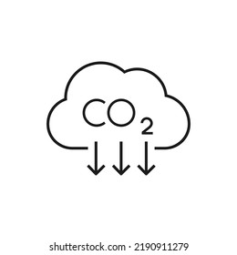 CO2 pictogram with cloud and arrows isolated on white background.