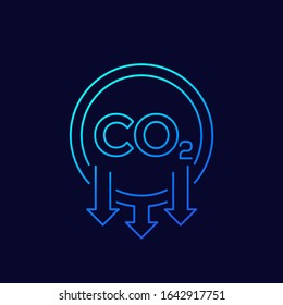 co2, reduce carbon emissions thin line icon