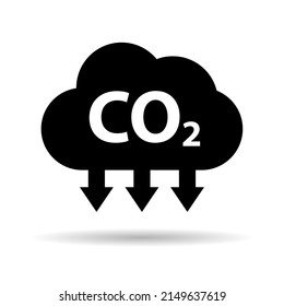 CO2 reduce cloud icon shadow, clean global emission, environment eco design symbol vector illustration .