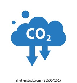 CO2 reduction cloud icon. CO2 emissions in cloud icon isolated on white background. Carbon dioxide formula, smog pollution concept, environment concept. Clipart Vector illustration.