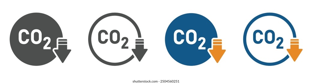 Conjunto de iconos de vector plano de reducción de CO2