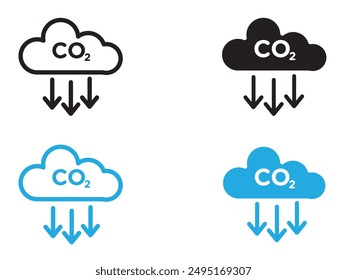 CO2 reduction icon black and white vector outline sign