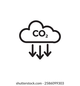 CO2 reduction icon black and white vector outline sign