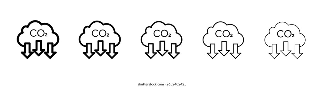 CO2-Reduktionssymbol schwarz-weißes Vektorzeichen