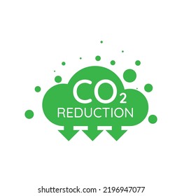 co2 reduction icon. carbon dioxide pollution. ecology and environment symbol. isolated vector image in flat style with green color.