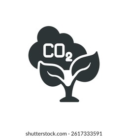 CO2 reduction icon. Solid glyph series icon