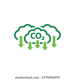 CO2 Reduction Minimalist Icon Carbon Cut
and Low Greenhouse Gas Pictograms