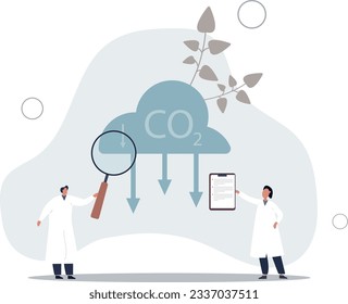 Reducción de CO2 para reducir los gases de efecto invernadero de dióxido de carbono.Ilustración plana de vectores.