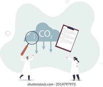 CO2 reduction to reduce carbon dioxide greenhouse gases.flat design with people.