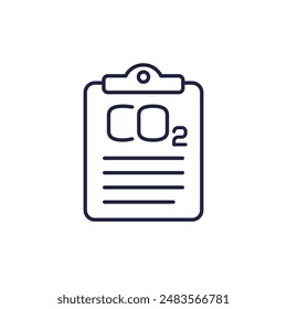 co2 report line icon on white