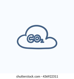 CO2 sign in cloud vector sketch icon isolated on background. Hand drawn CO2 sign in cloud icon. CO2 sign in cloud sketch icon for infographic, website or app.