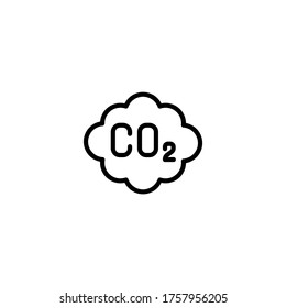 Co2 sign vector icon in black line style icon, style isolated on white background