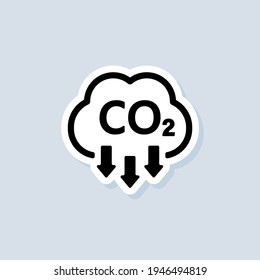 Co2 sticker. Carbon Dioxide Emissions icon or logo. co2 emissions. Vector on isolated white background. EPS 10.